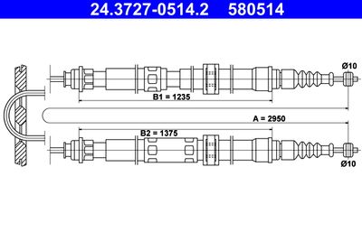 ATE 24.3727-0514.2 Трос ручного тормоза  для FIAT CROMA (Фиат Крома)