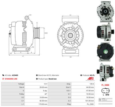 GENERATOR / ALTERNATOR AS-PL A3346S 4