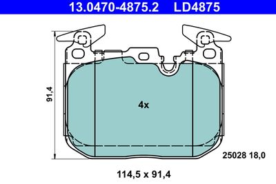 Комплект тормозных колодок, дисковый тормоз 13.0470-4875.2