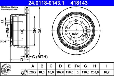 Тормозной диск ATE 24.0118-0143.1 для LEXUS LX