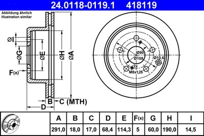 Тормозной диск ATE 24.0118-0119.1 для TOYOTA SUPRA