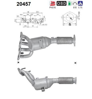 Катализатор AS 20457 для FORD ECOSPORT