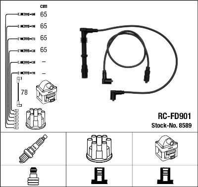 Комплект проводов зажигания NGK 8589 для FORD ESCORT