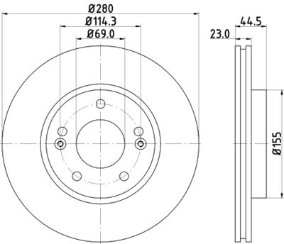 Тормозной диск HELLA 8DD 355 118-371 для HYUNDAI ELANTRA
