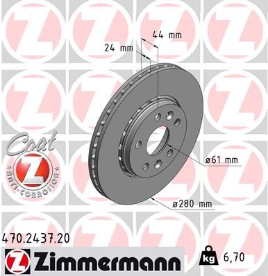 Тормозной диск ZIMMERMANN 470.2437.20 для NISSAN NV250