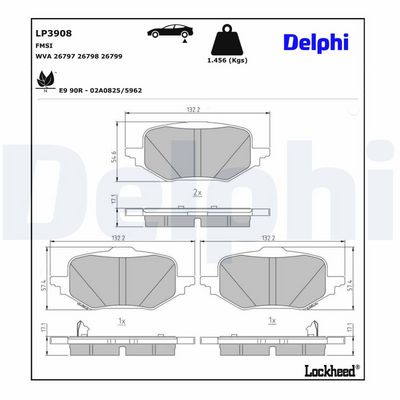 Sada brzdových destiček, kotoučová brzda DELPHI LP3908