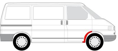 Fender reparatieset Voor Rechts (Achter) past: VW TRANSPORTER T4 07.90-04.03