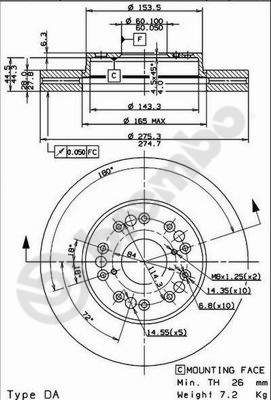 Тормозной диск BREMBO 09.9178.10 для LEXUS LS