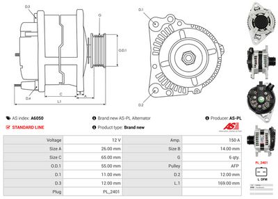 GENERATOR / ALTERNATOR AS-PL A6050 4