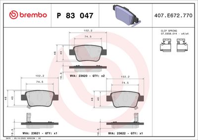 Brake Pad Set, disc brake P 83 047