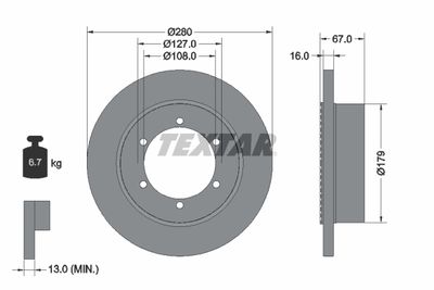 Тормозной диск TEXTAR 92304003 для NISSAN NT400