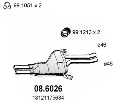 ASSO 08.6026 Глушитель выхлопных газов  для AUDI A6 (Ауди А6)