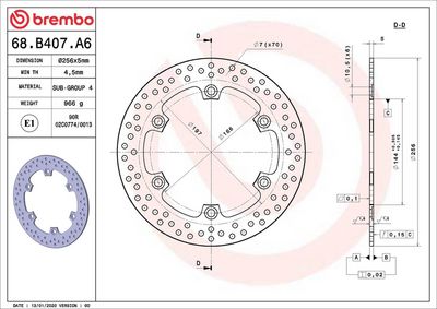Brake disc Achter/Voor vast, 256/144x5mm 6x166mm, diameter bevestigingsgat 10,5mm, hoogte (tussenruimte) 0 past: HONDA CB 1000F/1100SF/1100XX (Blackbird)/1300/300i/400 (Silver Wing)/600 (Silver Wing)