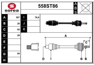 STARTCAR 558ST86 Полуось в сборе  для SUZUKI SX4 (EY, GY) 2.0 DDiS (RW 420D)