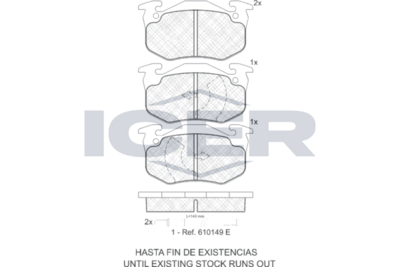 комплект спирачно феродо, дискови спирачки ICER 180375