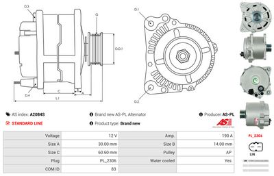 GENERATOR / ALTERNATOR AS-PL A2084S 4