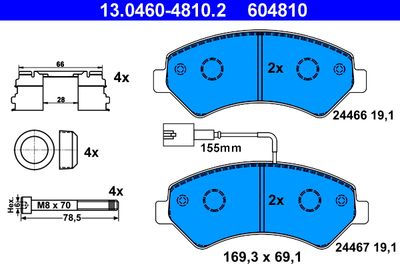 Комплект тормозных колодок, дисковый тормоз ATE 13.0460-4810.2 для FIAT DUCATO