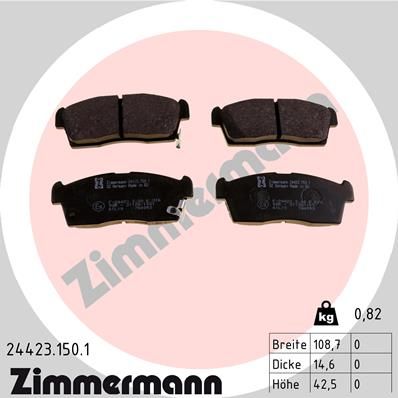 Комплект тормозных колодок, дисковый тормоз ZIMMERMANN 24423.150.1 для CITROËN C-ZERO