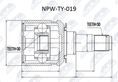 Шарнирный комплект, приводной вал NTY NPW-TY-019 для LEXUS GX