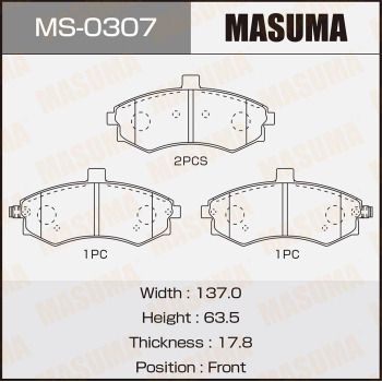 MASUMA MS-0307 Тормозные колодки барабанные  для HYUNDAI MATRIX (Хендай Матриx)