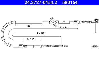 ATE 24.3727-0154.2 Трос ручного тормоза  для AUDI A6 (Ауди А6)