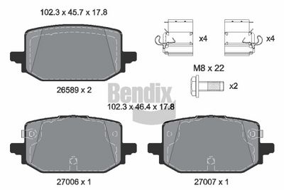 комплект спирачно феродо, дискови спирачки BENDIX Braking BPD2526