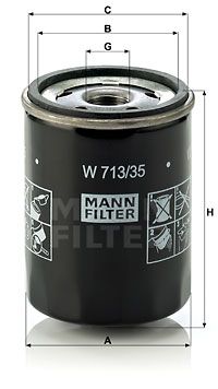 MANN-FILTER W 713/35 Масляний фільтр для MITSUBISHI (Митсубиши)