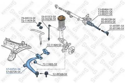 носач, окачване на колелата STELLOX 57-03721-SX