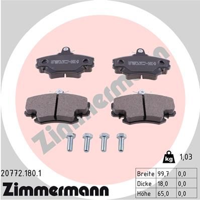 Комплект тормозных колодок, дисковый тормоз ZIMMERMANN 20772.180.1 для RENAULT 25