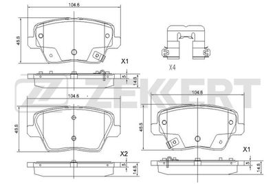 Комплект тормозных колодок, дисковый тормоз ZEKKERT BS-1238 для KIA PROCEED