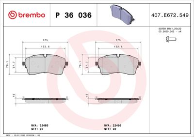 BREMBO Remblokkenset, schijfrem PRIME LINE (P 36 036)
