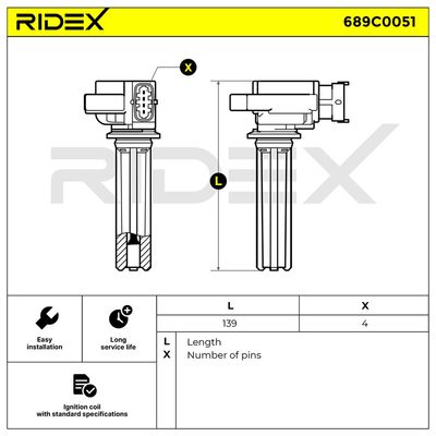 запалителна бобина RIDEX 689C0051