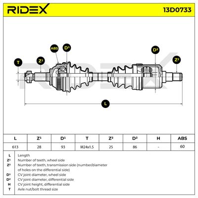полуоска RIDEX