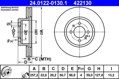 Тормозной диск ATE 24.0122-0130.1 для ALFA ROMEO 164