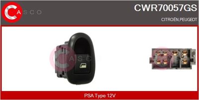 Выключатель, стеклолодъемник CASCO CWR70057GS для CITROËN C3