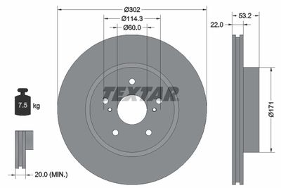 Тормозной диск TEXTAR 92180403 для TOYOTA SUPRA