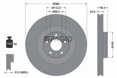 спирачен диск PAGID 54222NHC