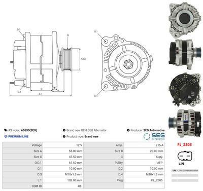 GENERATOR / ALTERNATOR AS-PL A0690SEG 4
