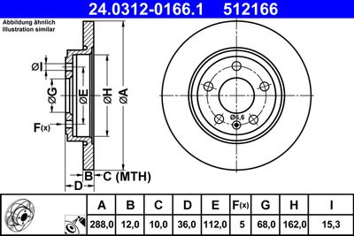 Тормозной диск ATE 24.0312-0166.1 для SEAT EXEO