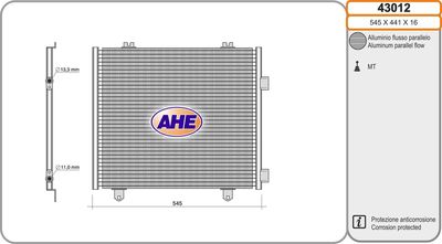 AHE 43012 Радиатор кондиционера  для RENAULT TRUCKS MASCOTT (Рено тракс Маскотт)