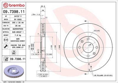 BREMSSCHEIBE BREMBO 09739811 1
