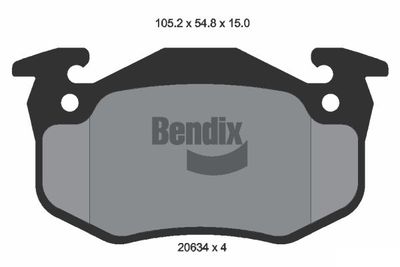 BENDIX Braking BPD1715 Тормозные колодки и сигнализаторы для RENAULT TWINGO I (C06_) 1.2 (C066, C068)
