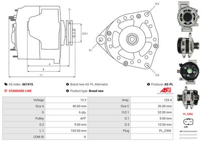 GENERATOR / ALTERNATOR AS-PL A6741S 4