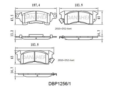 Комплект тормозных колодок, дисковый тормоз DANAHER DBP1256/1 для PONTIAC PHOENIX
