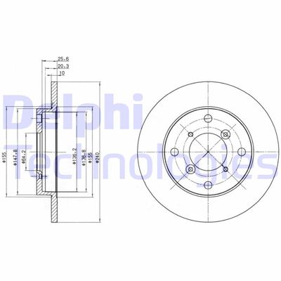 DELPHI BG2646 Тормозные диски для SUZUKI SWIFT