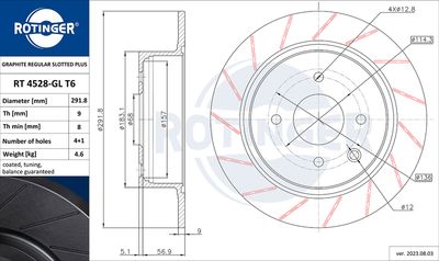 спирачен диск ROTINGER RT 4528-GL T6