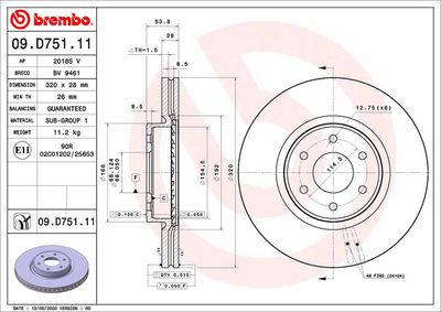 Тормозной диск BREMBO 09.D751.11 для MERCEDES-BENZ X-CLASS