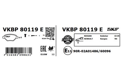 Brake Pad Set, disc brake VKBP 80119 E