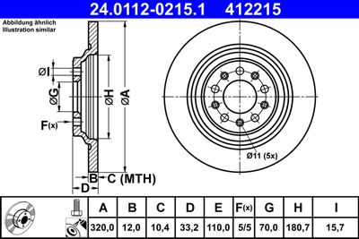 Тормозной диск ATE 24.0112-0215.1 для JEEP CHEROKEE