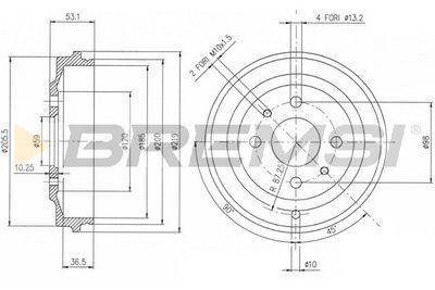 Тормозной барабан BREMSI CR5268 для FIAT CINQUECENTO